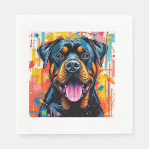 Kleurrijke Rottweiler Pop Art � Levendige Spatstij Servet