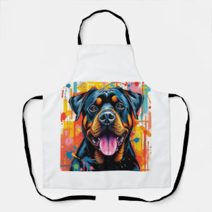 Kleurrijke Rottweiler Pop Art � Levendige Spatstyl Schort