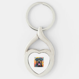 Kleurrijke Rottweiler Pop Art � Levendige Spatstyl Sleutelhanger