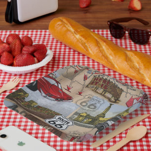 Kleurrijke Route 66 van de pret het Patroon van de Papieren Bordje