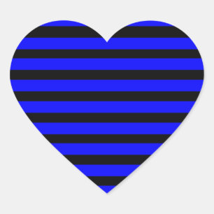 Kleurrijke Royal Blue en Black Striped Pattern Hart Sticker