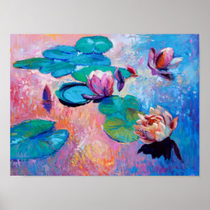 Kleurrijke Roze Abstracte Floral Art Print
