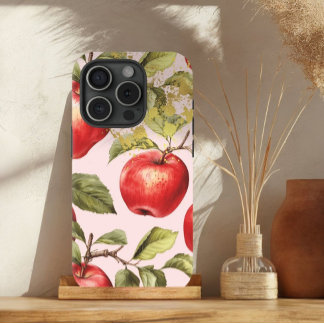 Kleurrijke roze achtergrond Red Apple Luxury Accen iPhone 15 Case