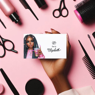 Kleurrijke roze Afrikaans-Amerikaanse salon brandi Visitekaartje