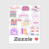 Kleurrijke Roze Besties / Beste Vriend Sticker Pac (Vel)