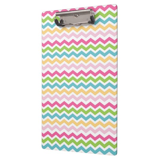 Kleurrijke Roze Blauw Groen Geel Chevron Strepen Klembord (Links)
