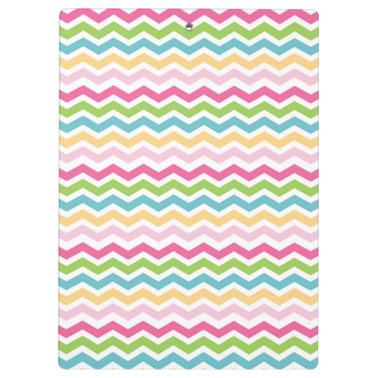 Kleurrijke Roze Blauw Groen Geel Chevron Strepen Klembord (Achterkant)