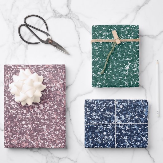 Kleurrijke Roze Blauw Groen Vakantie Sparkles Inpakpapier Vel (Voorkant)
