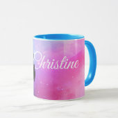 Kleurrijke roze & blauwe naam met Afrikaanse grijz Mok (Voorkant rechts)
