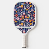 Kleurrijke roze blauwe tuinbloemen Aangepaste teks Pickleball Paddle (Achterkant)