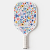 Kleurrijke roze blauwe tuinbloemen Aangepaste teks Pickleball Paddle (Voorkant)