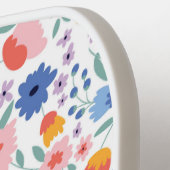 Kleurrijke roze blauwe tuinbloemen Aangepaste teks Pickleball Paddle (Links Detail)