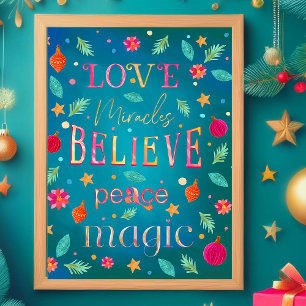 Kleurrijke Roze Bloemen Inspirerend Typografie Poster