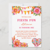 Kleurrijke Roze Bloemen Mexicaanse Fiesta 1e verja Kaart (Voorkant)