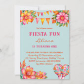 Kleurrijke Roze Bloemen Mexicaanse Fiesta 1e verja Kaart (Voorkant)