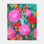 Kleurrijke Roze bloemenhand geschilderde worp Fleece Deken (Voorkant)