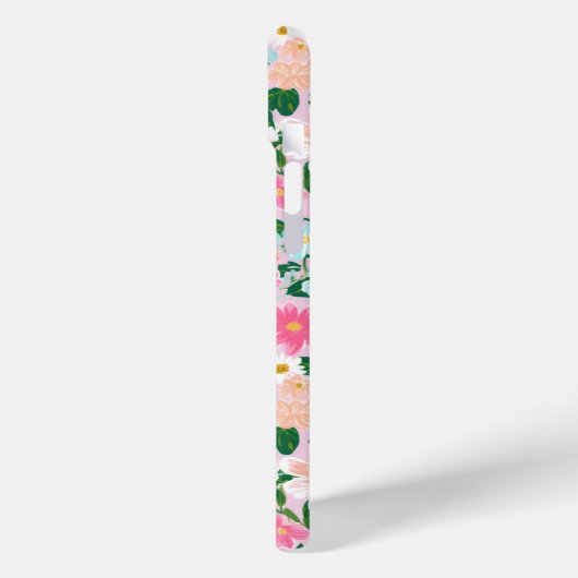 Kleurrijke Roze Bloementuin Monogram Case-Mate iPhone Case (Achterkant / Links)