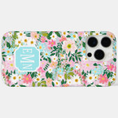 Kleurrijke Roze Bloementuin Monogram Case-Mate iPhone Case (Achterkant (horizontaal))