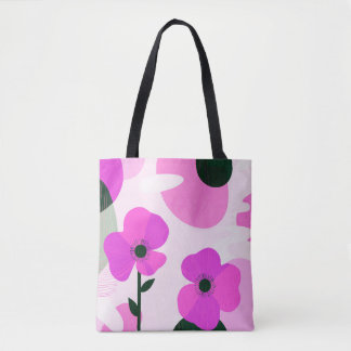 Kleurrijke Roze Bloemige Moderne Tote Tas
