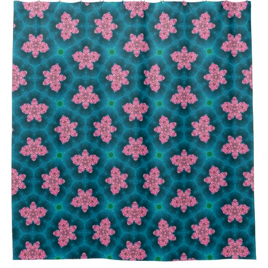 Kleurrijke roze bloempatroon douchegordijn (Voorkant)