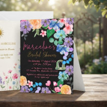 Kleurrijke roze bloemrijke waterverf bruid