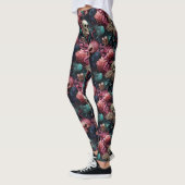Kleurrijke roze buitenaardse schedels bloemengotie leggings (Links)