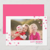 Kleurrijke Roze Confetti Prettige feestdagen Kaart (Voorkant / Achterkant)