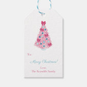 Kleurrijke roze en Aqua vrolijke kerst Cadeaulabel (Voorkant)