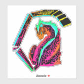 Kleurrijke roze en blauwe cheetah met mohawk sticker (Vel)