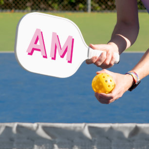 Kleurrijke Roze en Felroze Monogram Initialen Pickleball Paddle