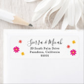 Kleurrijke Roze en Gele Bloemen Retouradres Etiket (Insitu)