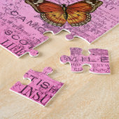 Kleurrijke  roze en gele rozen & butervliegen legpuzzel (Zijkant)