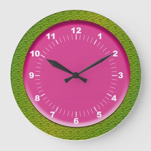 Kleurrijke roze en groene wandklok (Voorkant)