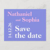 Kleurrijke roze en Lila typografie Save the Date Briefkaart (Voorkant)