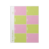 Kleurrijke Roze en Lime Aangepaste Weekplanner Notitieblok (Linkerzijde)