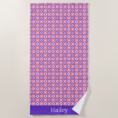 Kleurrijke roze en Paarse Spaans-stijl Tegel Patte Strandlaken (Voorkant)