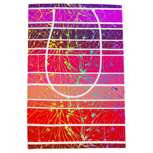 Kleurrijke, roze en Paarse strepen, vuurwerk Medium Cadeauzakje (Voorkant)