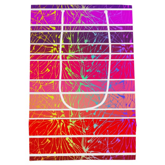 Kleurrijke, roze en Paarse strepen, vuurwerk Medium Cadeauzakje (Achterkant)