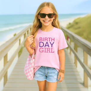 Kleurrijke Roze en Paarse Verjaardag Meisjes Kinde T-shirt