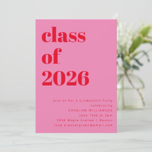 Kleurrijke Roze en Rode Afstudeerfeest Klas van 20 Kaart