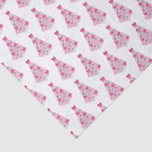 Kleurrijke roze en turquoise kerstboom tissuepapier (Detail)