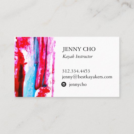 Kleurrijke roze en wattenverfstripe visitekaartje (Achterkant)