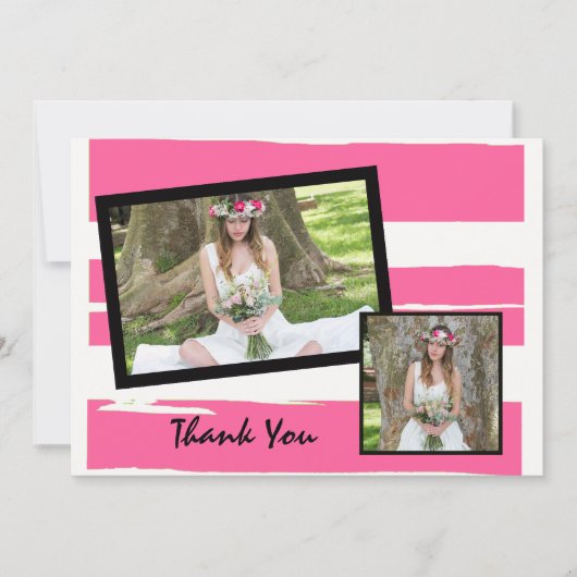 Kleurrijke roze en witte Waterverf Foto Kaart (Voorkant)