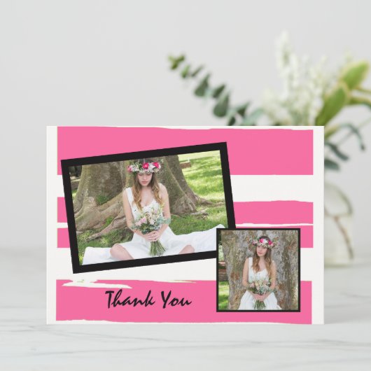 Kleurrijke roze en witte Waterverf Foto Kaart (Staand voorkant)