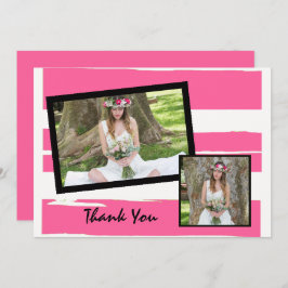 Kleurrijke roze en witte Waterverf Foto Kaart