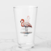 Kleurrijke Roze Flamingo, aanpasbaar Glas (Achterkant)