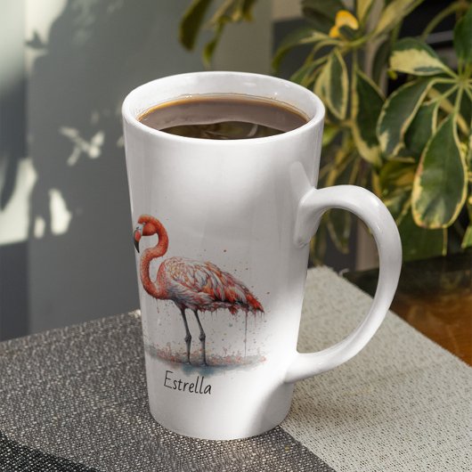 Kleurrijke Roze Flamingo, aanpasbaar Latte Mok