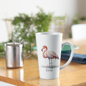 Kleurrijke Roze Flamingo, aanpasbaar Latte Mok