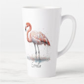 Kleurrijke Roze Flamingo, aanpasbaar Latte Mok (Rechts)