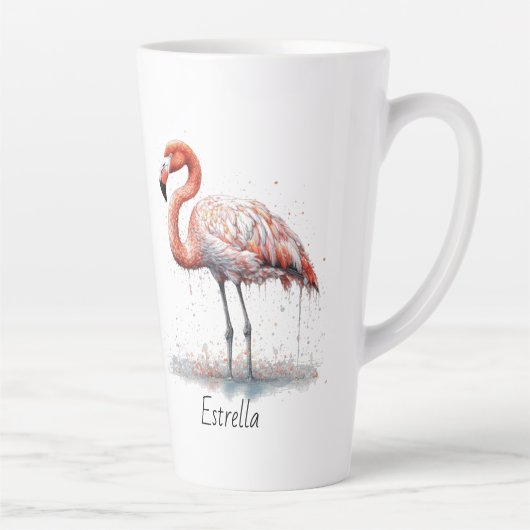 Kleurrijke Roze Flamingo, aanpasbaar Latte Mok (Rechts)